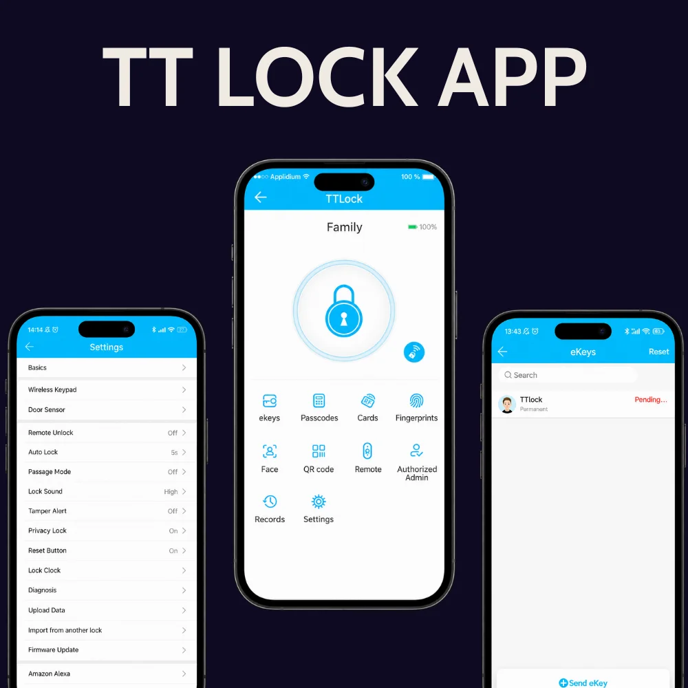 TTLock app interface for managing supported fingerprint smart lock access
